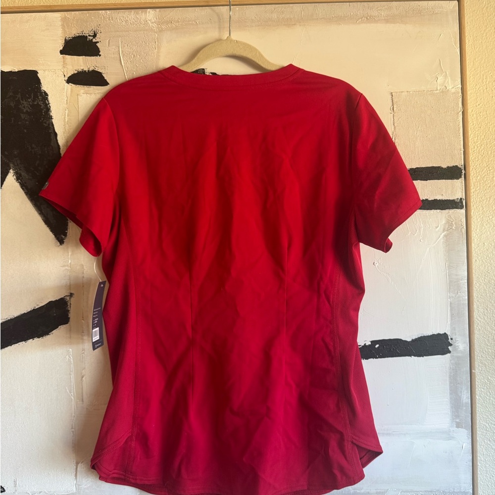 Med Couture Women's V-Neck Scrub Top in Red - Picture 2 of 4